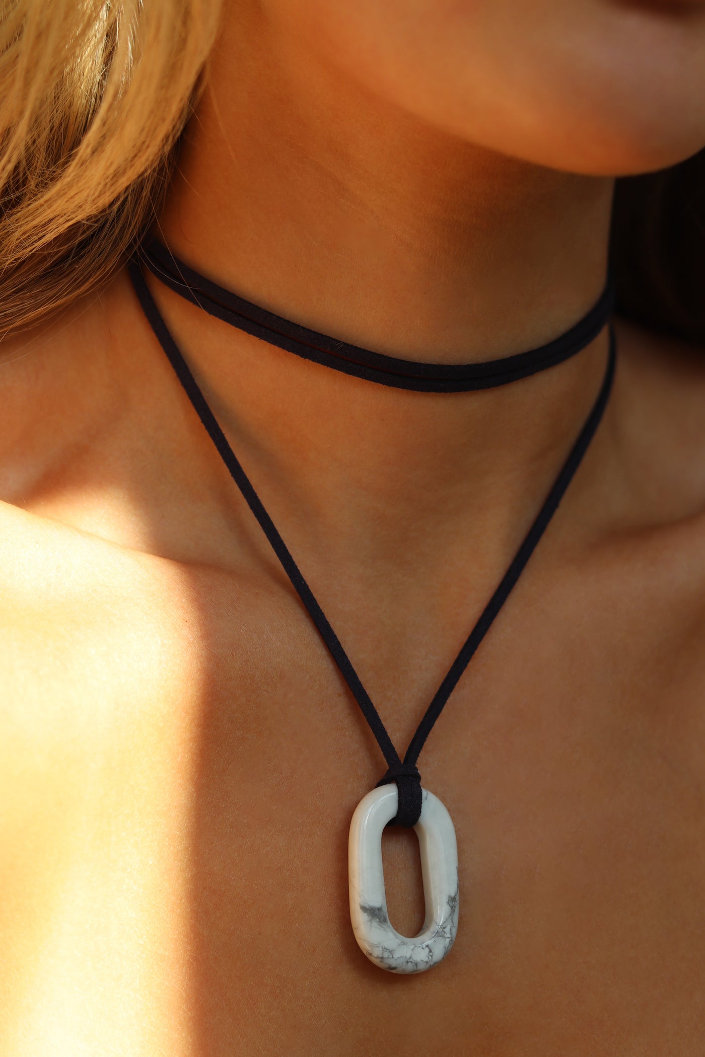 Suede Wrap Necklace: Howlite