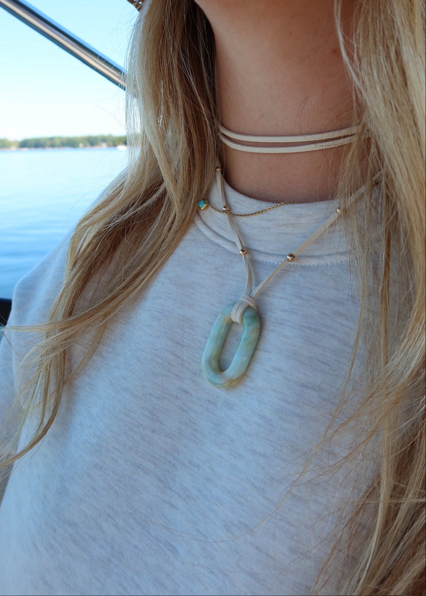 Suede Wrap Necklace: Amazonite